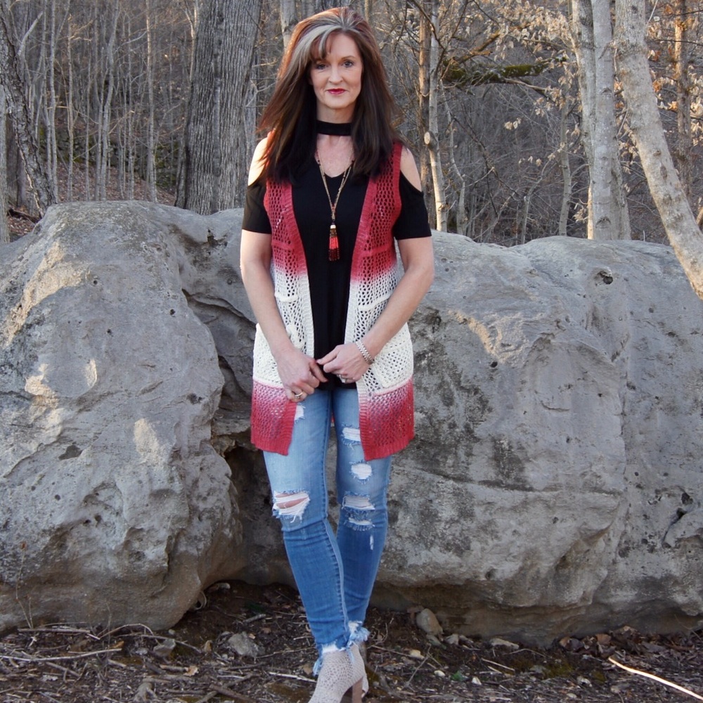 🍂Sarah Ombre Crochet vest with pockets